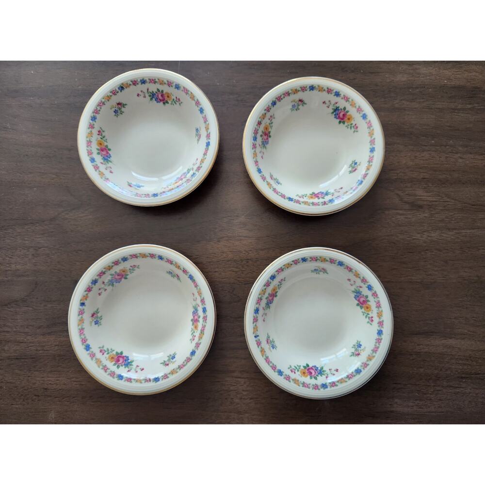Vintage Lot of 4 Floral Bowls Edwin M. Knowles Semi Vitreous China Floral USA